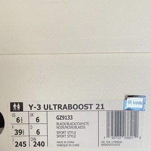 Y-3 ULTRABOOST 21 SNEAKERS UNISEX US 6.5